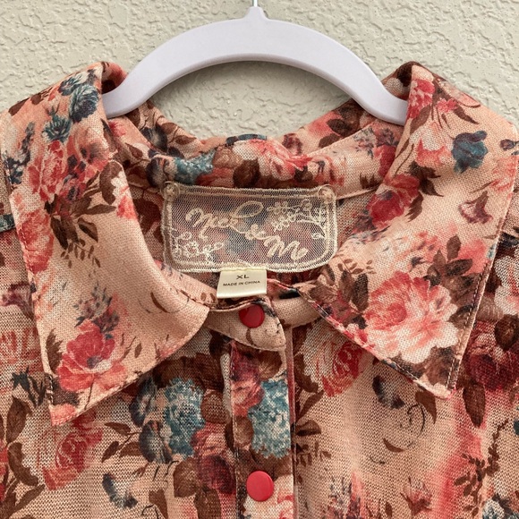 Nick And Mo Floral Shirt Dress Belted 3/4 Sleeve With Pockets Fall Colors XL - Picture 13 of 15
